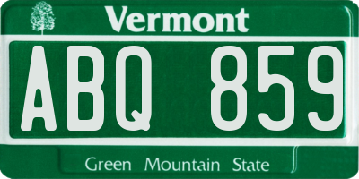 VT license plate ABQ859