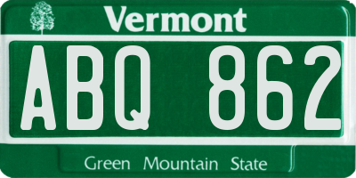 VT license plate ABQ862