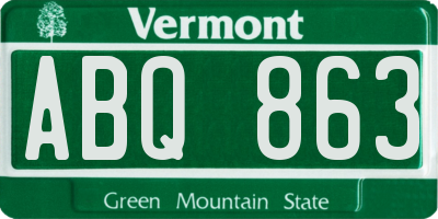 VT license plate ABQ863