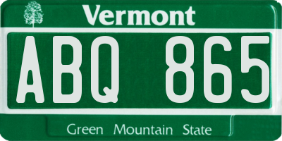 VT license plate ABQ865