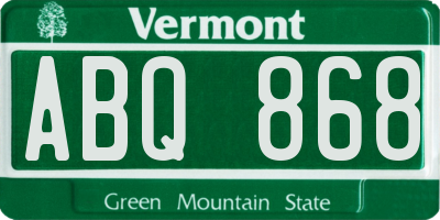 VT license plate ABQ868