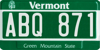 VT license plate ABQ871