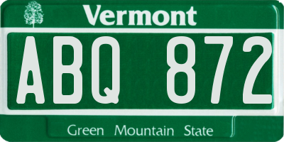 VT license plate ABQ872