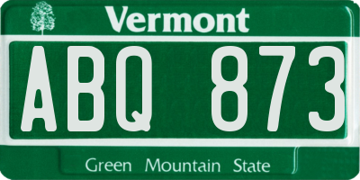 VT license plate ABQ873