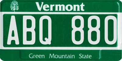 VT license plate ABQ880