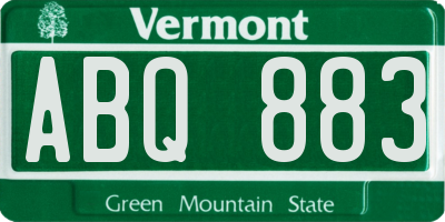 VT license plate ABQ883