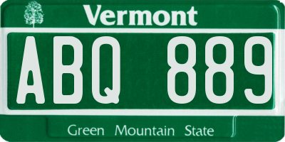 VT license plate ABQ889