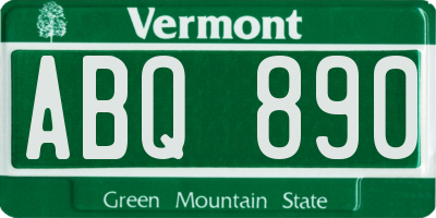 VT license plate ABQ890