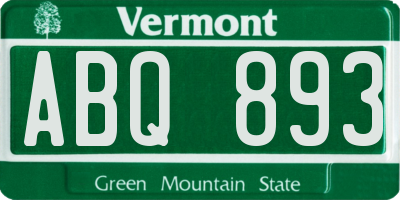 VT license plate ABQ893