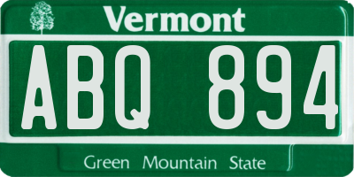 VT license plate ABQ894