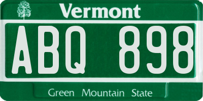 VT license plate ABQ898