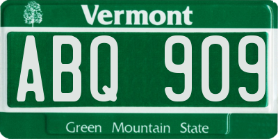 VT license plate ABQ909