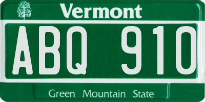 VT license plate ABQ910