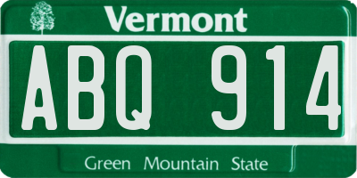 VT license plate ABQ914