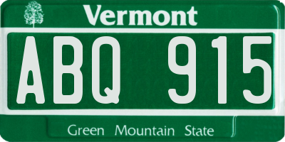 VT license plate ABQ915