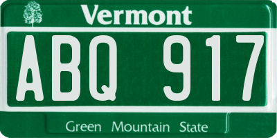 VT license plate ABQ917