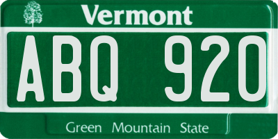 VT license plate ABQ920