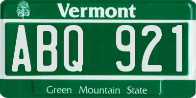 VT license plate ABQ921