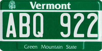 VT license plate ABQ922