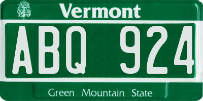 VT license plate ABQ924