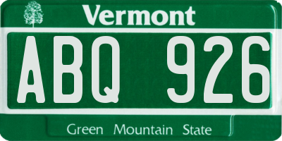 VT license plate ABQ926