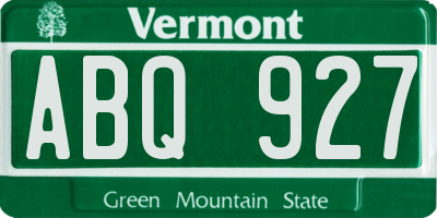 VT license plate ABQ927