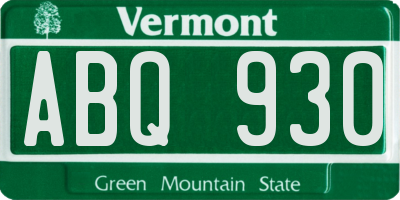 VT license plate ABQ930