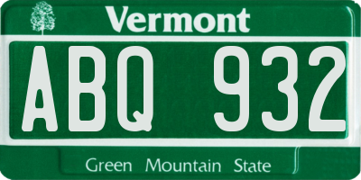 VT license plate ABQ932