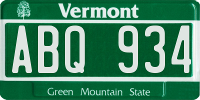 VT license plate ABQ934