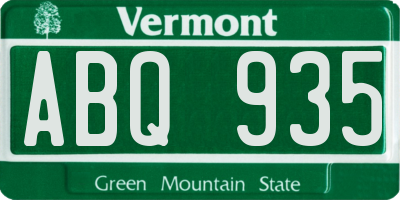 VT license plate ABQ935