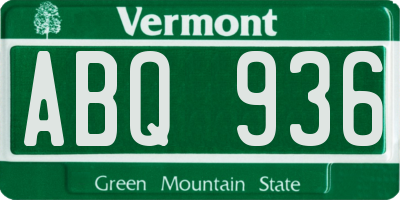 VT license plate ABQ936