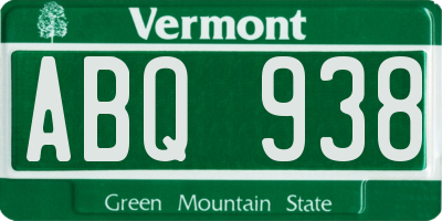 VT license plate ABQ938