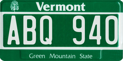 VT license plate ABQ940