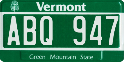 VT license plate ABQ947