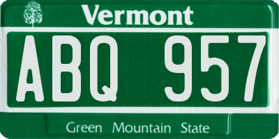 VT license plate ABQ957