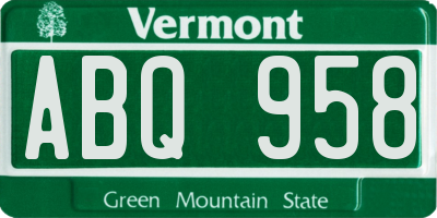 VT license plate ABQ958