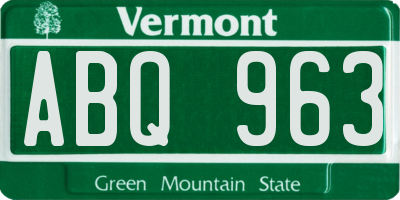 VT license plate ABQ963