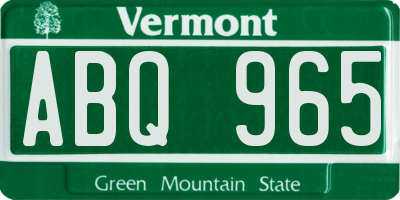 VT license plate ABQ965