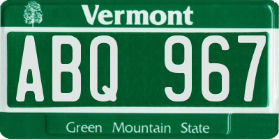 VT license plate ABQ967