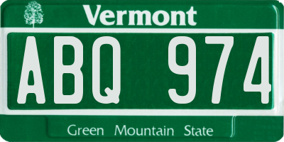 VT license plate ABQ974