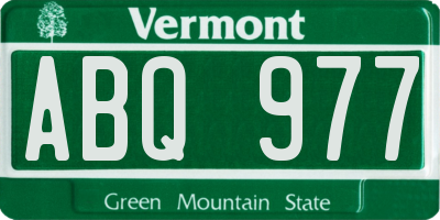 VT license plate ABQ977