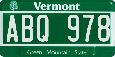 VT license plate ABQ978