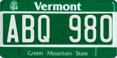 VT license plate ABQ980