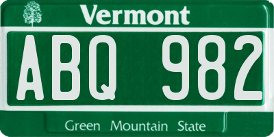 VT license plate ABQ982