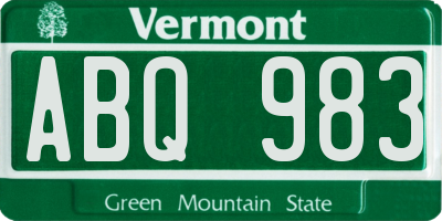 VT license plate ABQ983