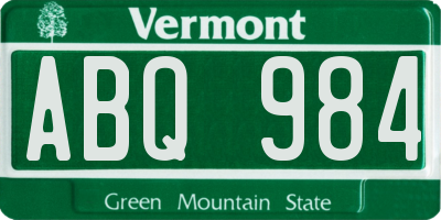 VT license plate ABQ984