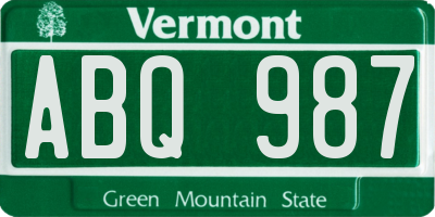 VT license plate ABQ987