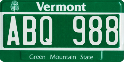 VT license plate ABQ988