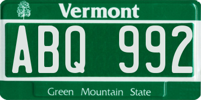 VT license plate ABQ992