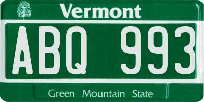 VT license plate ABQ993